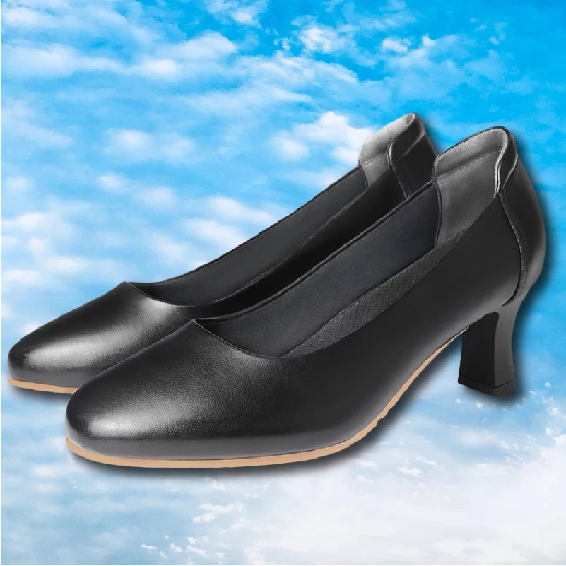 6.5cm Comfort Genuine cow Leather Breathable Work Shoes For Flight Female Stewardess Air Crew Waiter Attendant  Trainmaner