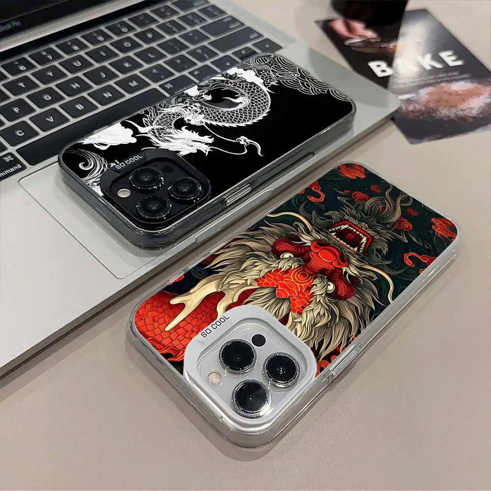 

East Orient Dragon Mobile Phone Case for iPhone 16 15 14 13 12 11 X XR XS 8 7 Pro Max Plus Translucent Colour Printing Cover