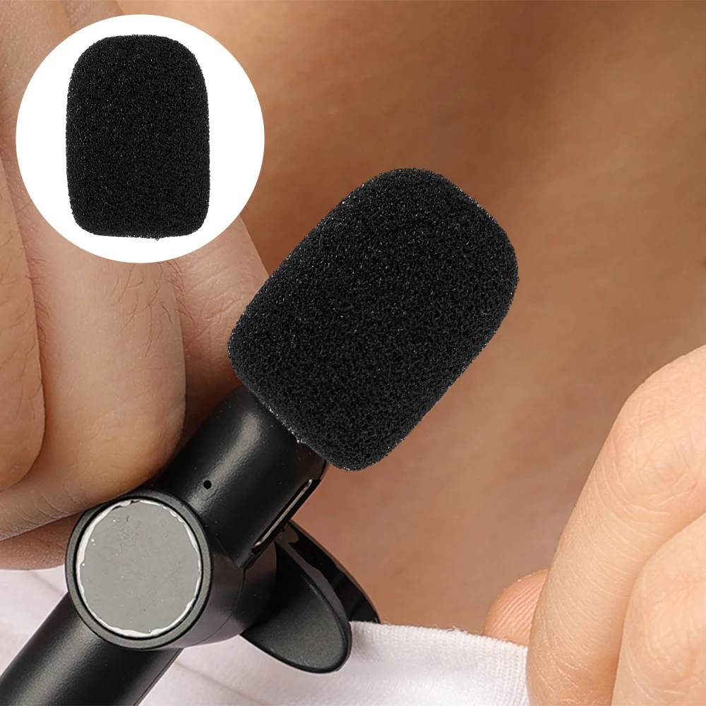 50-10pcs Mini High Density Foam Microphone Windscreen Mic Covers Headset Protection for Lavalier Microphones Noise Reduction