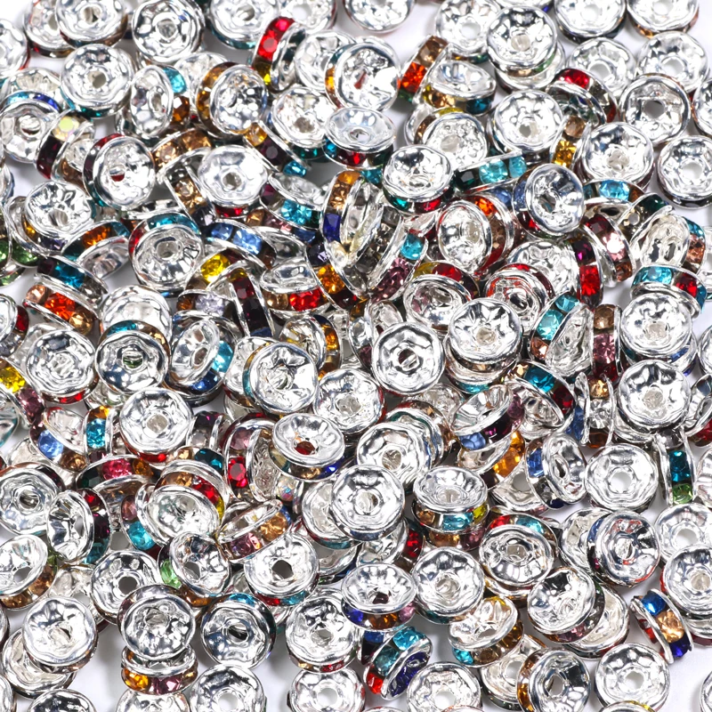  4-10 مللي متر 50 قطعة سبعة ألوان مختلطة حجر الراين خزر عازل DIY بها بنفسك أقراط صنع المجوهرات الملحقات #2