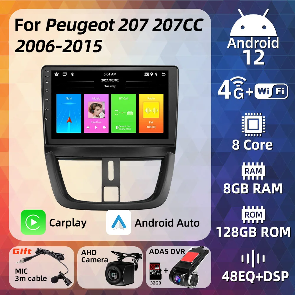 

Автомагнитола 2 Din Android для Peugeot 207 207CC 2006-2015, стерео, GPS-навигация, мультимедийный аудиоплеер, головное устройство, Авторадио, Wi-Fi