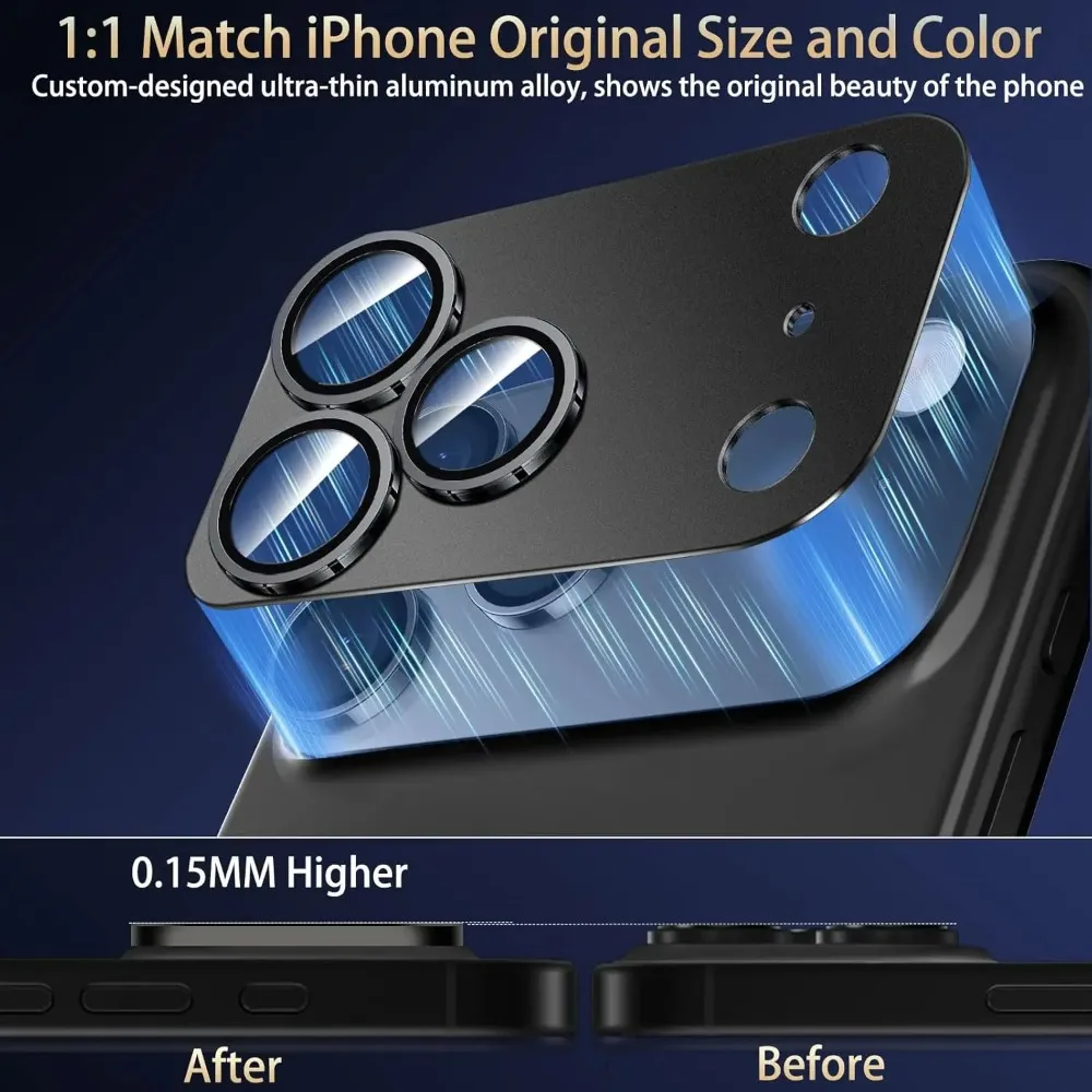 Per IPhone 17 Pro Max 17Air Obiettivo della fotocamera Proteggi Forte adsorbimento in metallo 9H + Vetro temperato Schermo della fotocamera Copertura di protezione completa