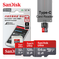 Original SanDisk A1 Memory Card 256GB 128GB 64GB 100MB/S 32GB Micro sd card Class10 UHS-1 Flash Microsd TF/SD Type-C