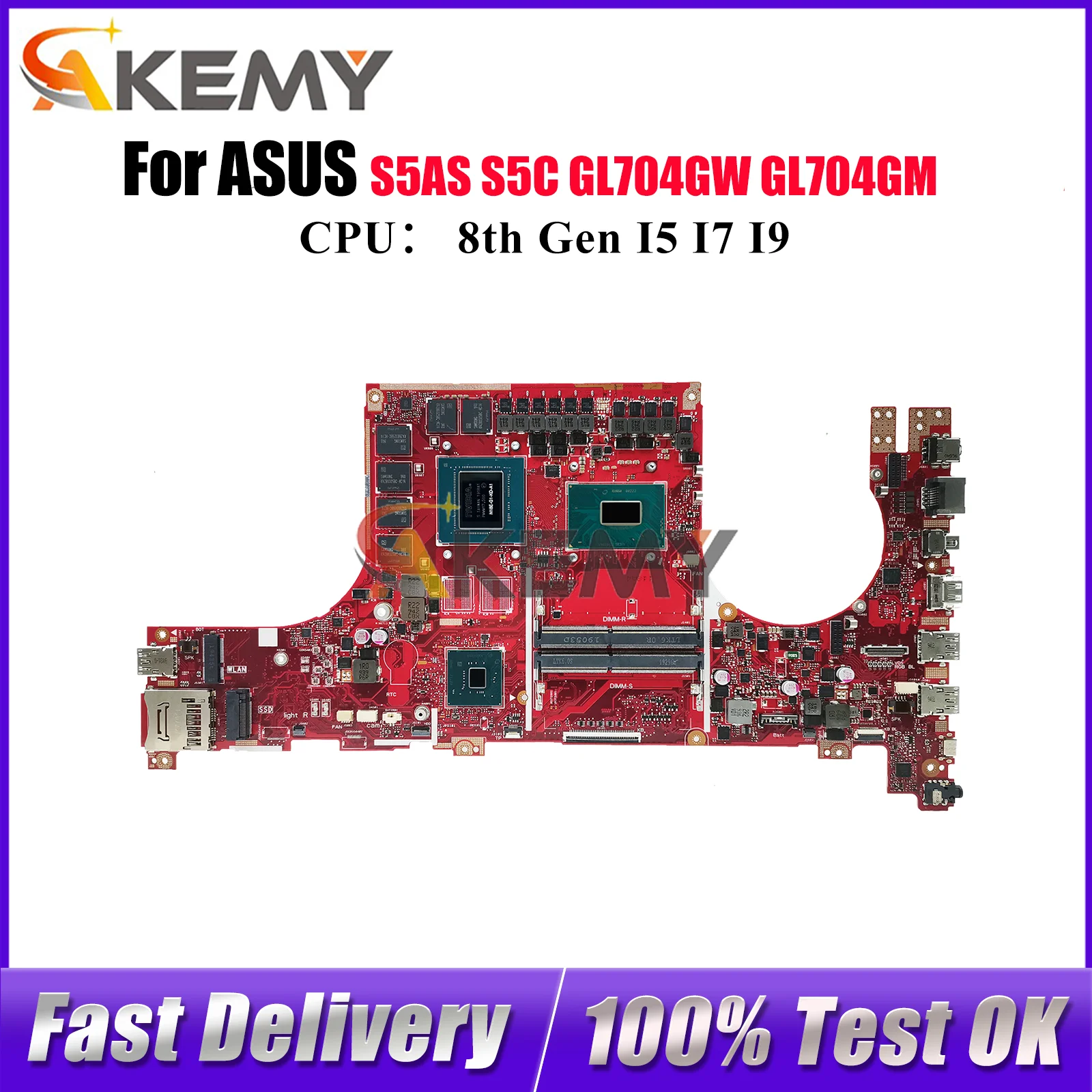 

GL504GV Laptop Motherboard For ASUS ROG Strix GL504G GL704GV GL704GW S5AS GL704GS GL704GM S5C Mainboard W/ I5 I7 I9 CPU tests OK