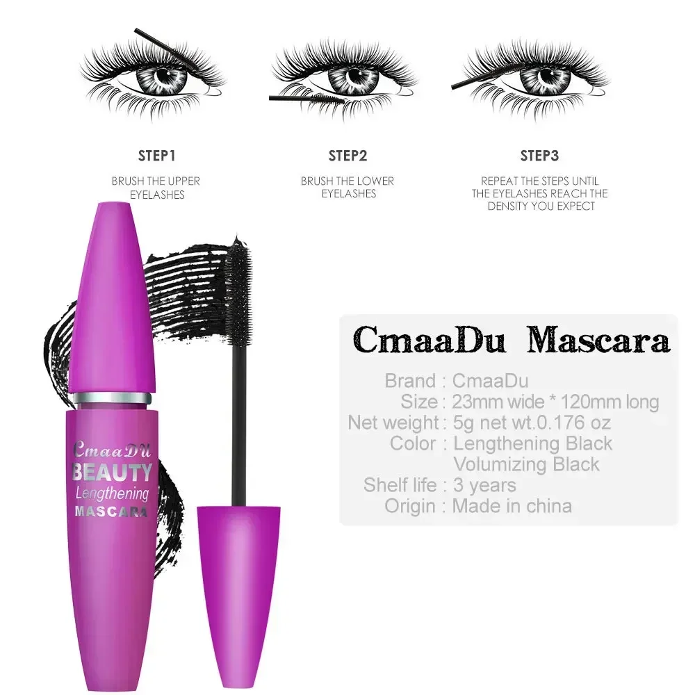 CmaaDu 2Pcs 4D Silk Fiber Eyelash Mascara Makeup 1 for Long Lasting  Curling Lengthening 1 for Volumizing Waterproof Cosmetics