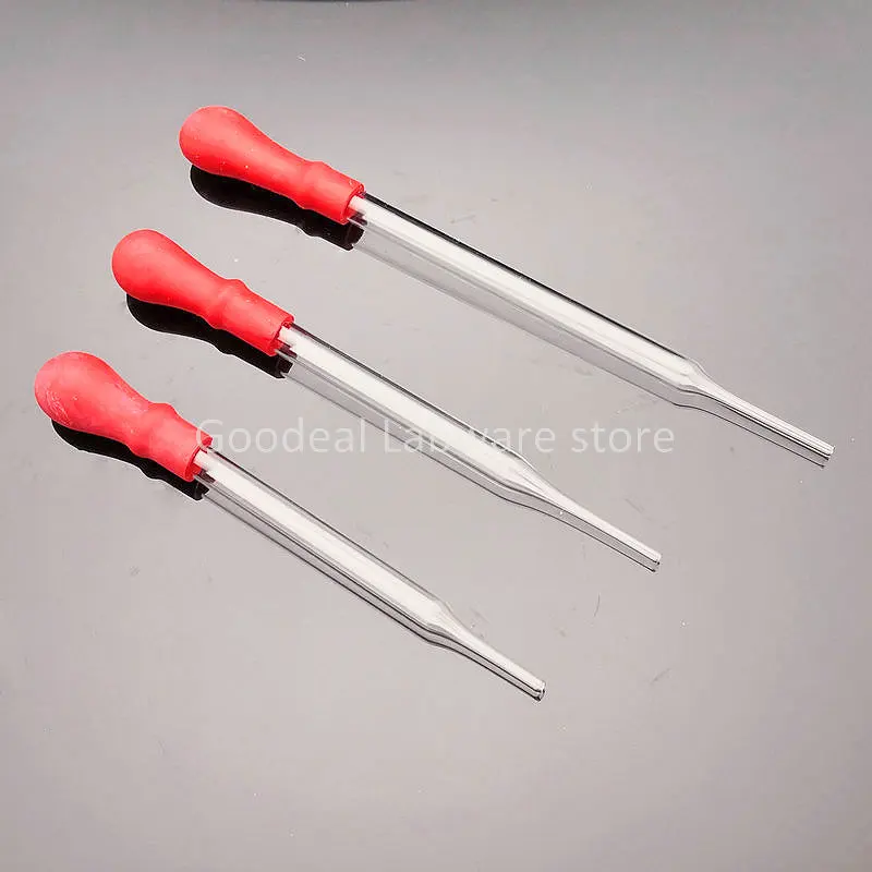 10pcs/30pcs/100pcs Laboratory 90mm To150mm Ungraduated Glass Transfering Dropper with Red Rubber Suction Ball