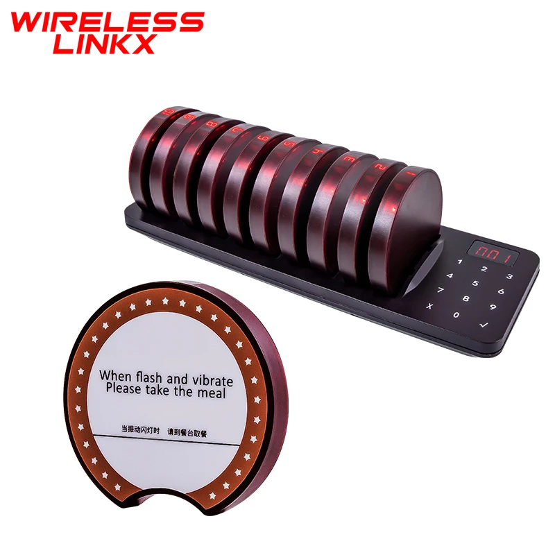 Wireless Restaurant Pager System 10 Beepers Waterproof Buzzers High Quality For Clinic Coffee Shop Food Truck