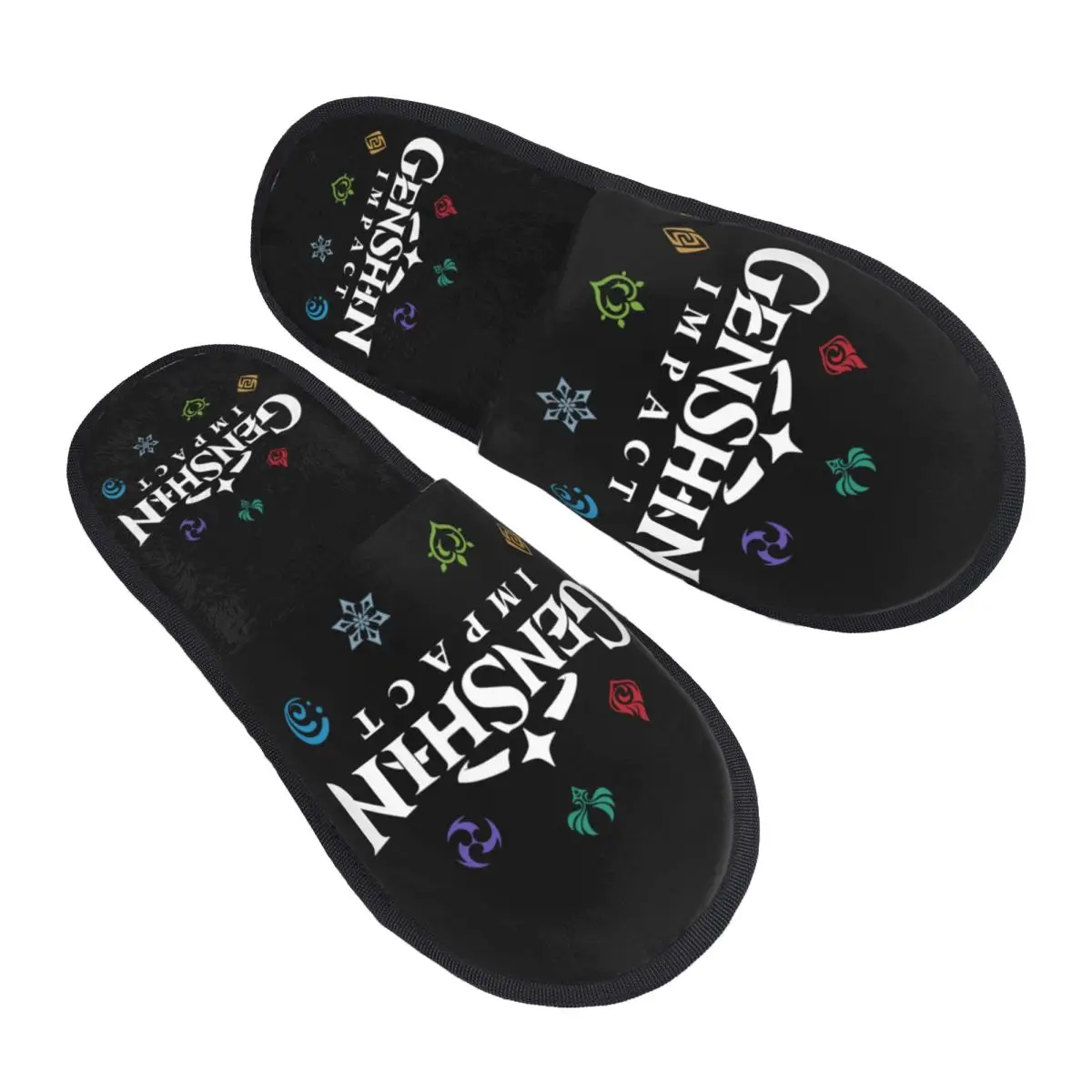 Custom Genshin Impact Elements Colours Guest Slippers for Bathroom Women Anime Game House Slipper