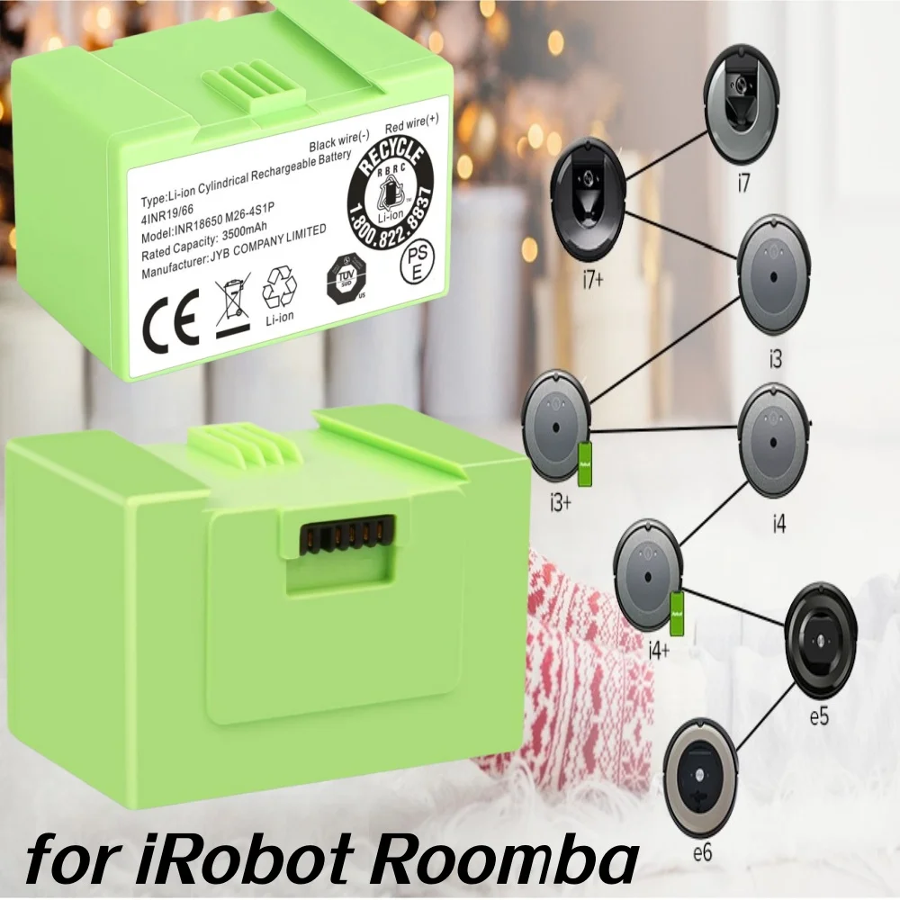 

14.4V 3500mAh Lithium Ion Battery for iRobot Roomba i7 i3 i4 e5 e6 i7+ i4+ i3+ i7158 i7550 Vacuum Cleaner.