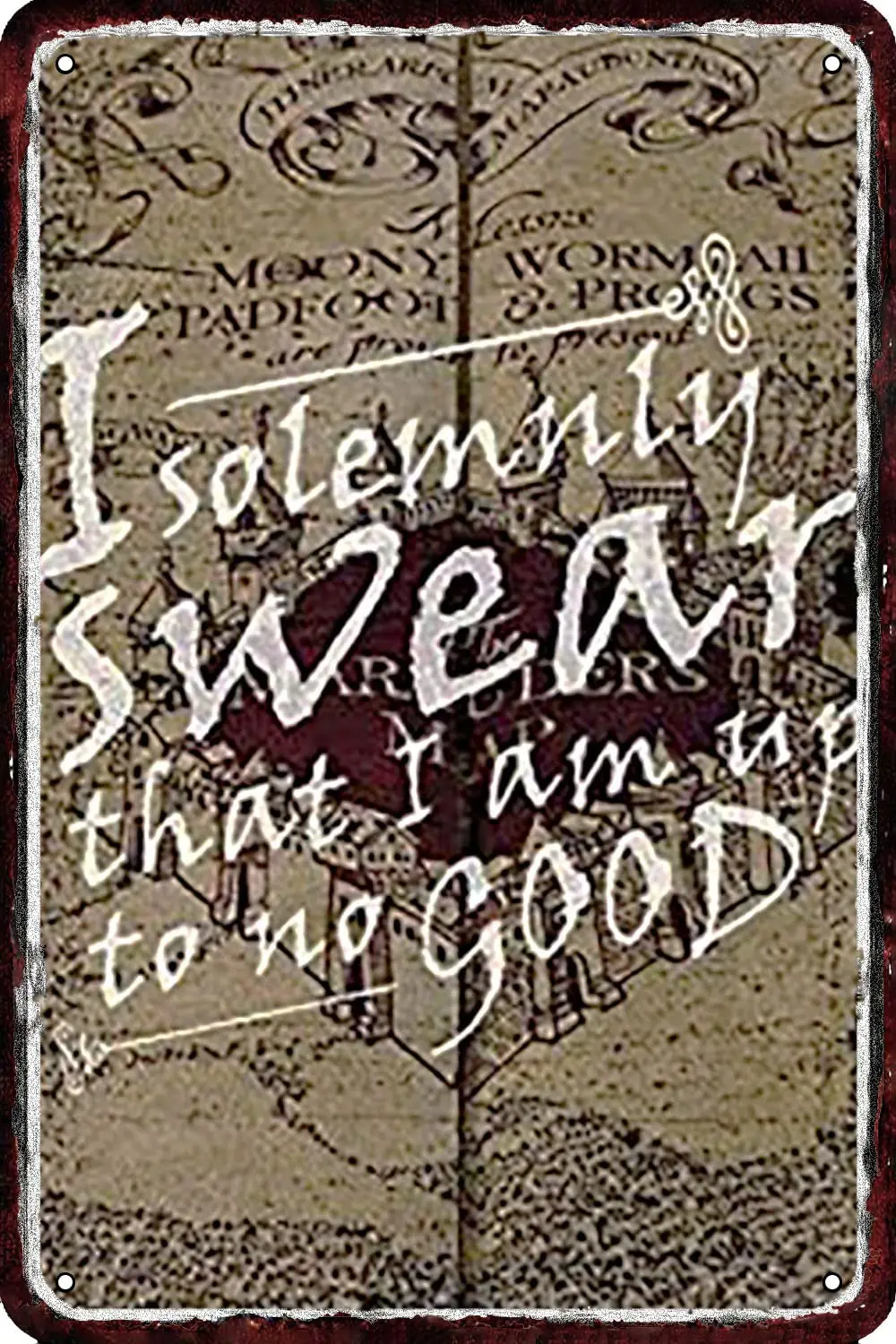 I Solemnly Swear That I;m Up to No Good Vintage Metal tin Sign Wall Decor Retro Art Funny Decorations for Home Man Cave bedroom