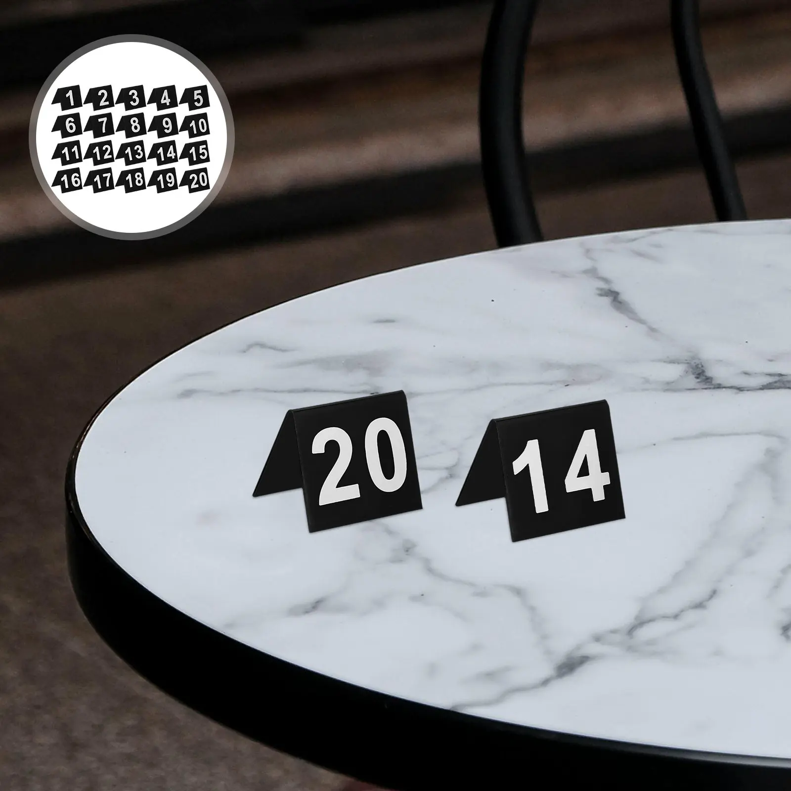 Acrylic Table Number Signs 20 Pack V Shape Double Sided Stable Cards for Wedding Reception Banquet Conference