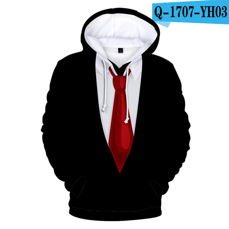 New Funny Suit Tie 3D Print Hoodies Men Women Fashion Oversized Hoodie Pullovers Hooded Sweatshirts Male Tracksuits Man Clothing