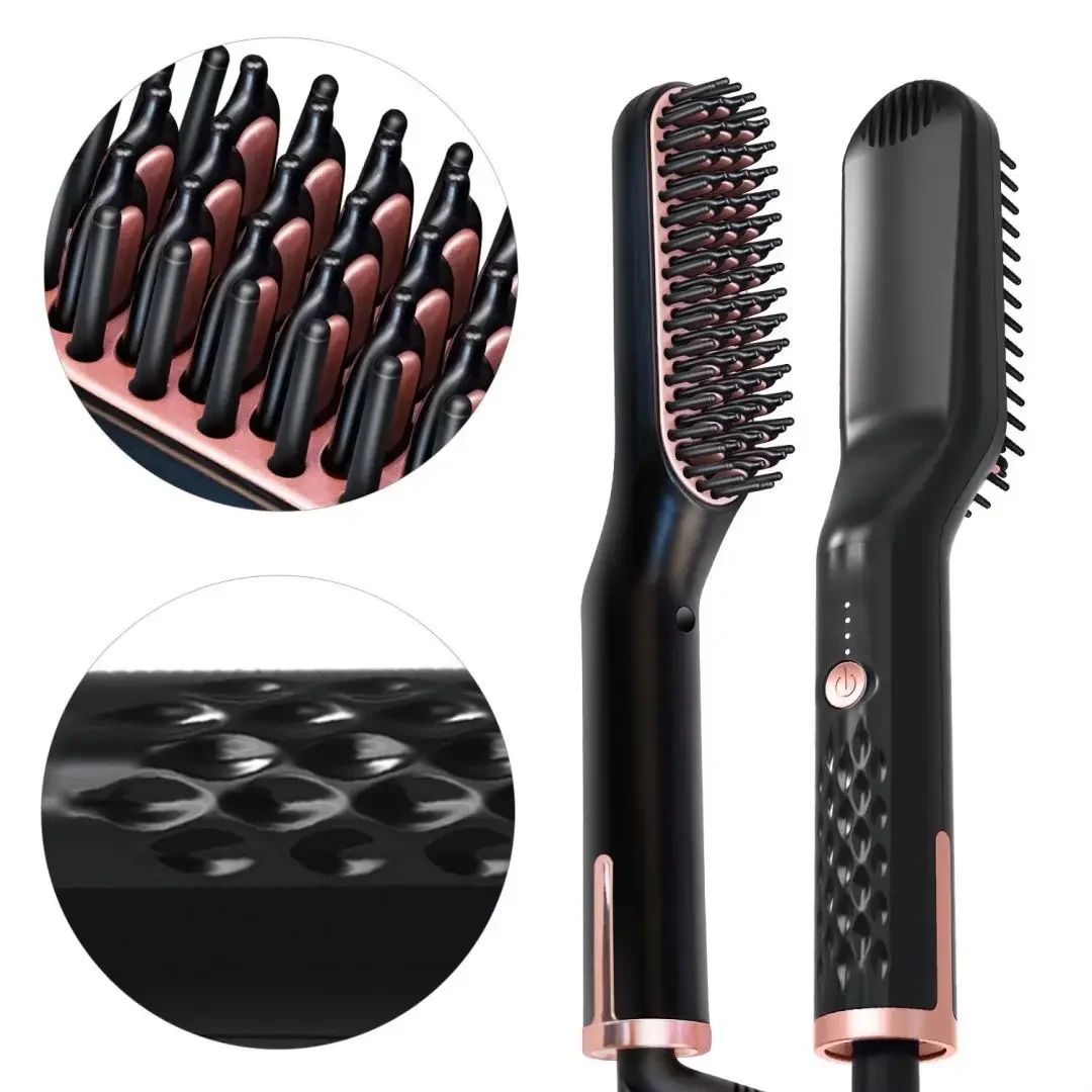 Fluffy Straight Curly Dual-purpose Electric Comb Beard Comb Negative Ion Curling Iron Portable Compact Straight Hair Comb