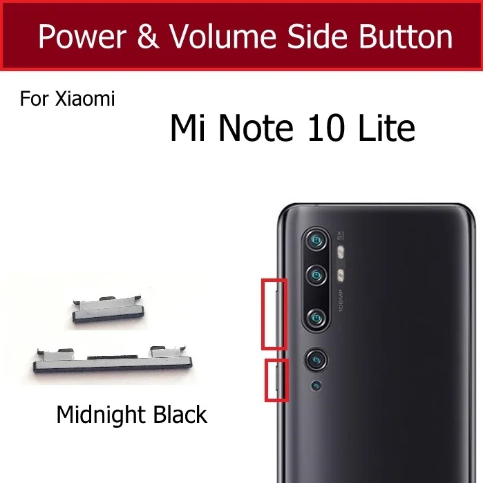 On Off Power Volume Side Button For Xiaomi Mi CC9 Pro Mi Note 10 Pro Mi Note 10 Lite Power Volume Switch Key Button Repair Parts