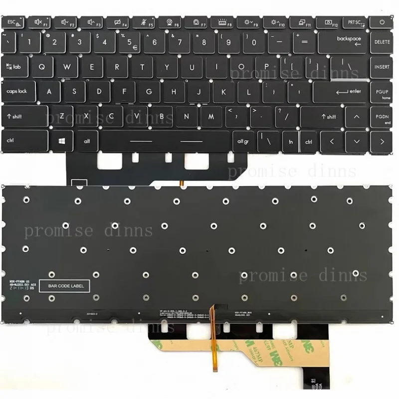 M  New  US Keyboard For MSI Prestige 14-A12S A12SC 14-A12U A12UC MS-14C6 Backlit Black