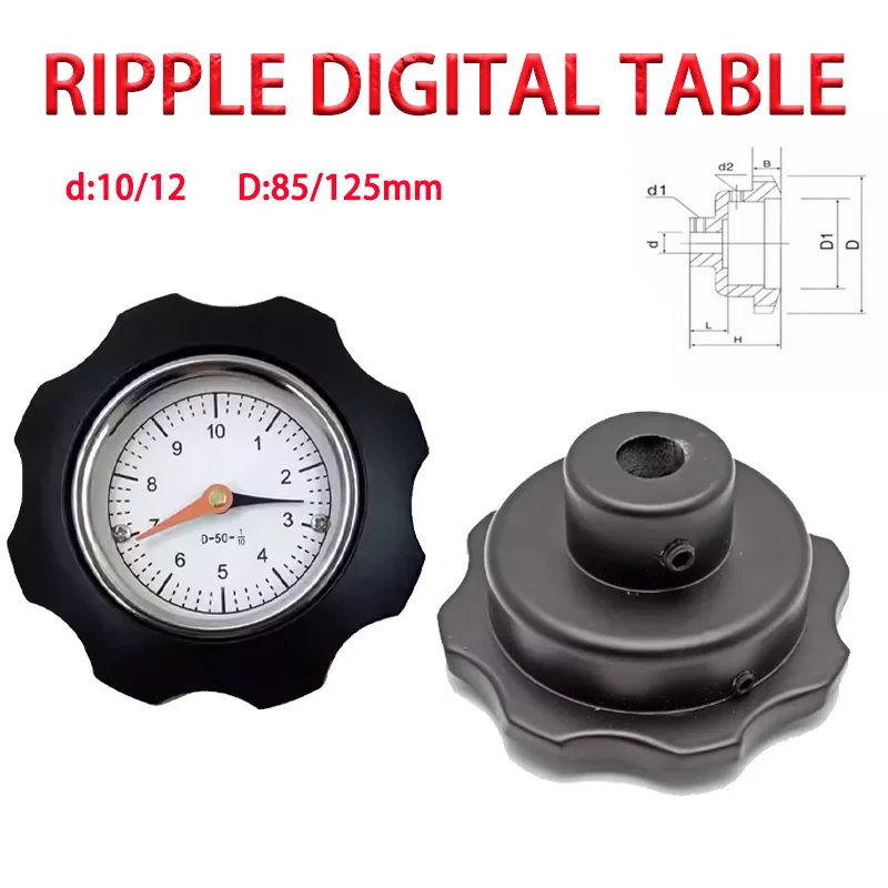 1pcs 10/12mm Bore Aluminum Gravity Handwheel With Indicator Position Drive Counter
