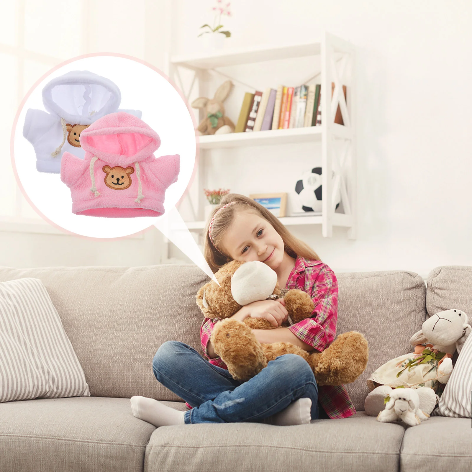 2 pezzi felpa con orso giocattoli per bambini decorazioni accessori fai da te abiti maglione vestiti sostituibili felpe con cappuccio per animali di peluche per bambini