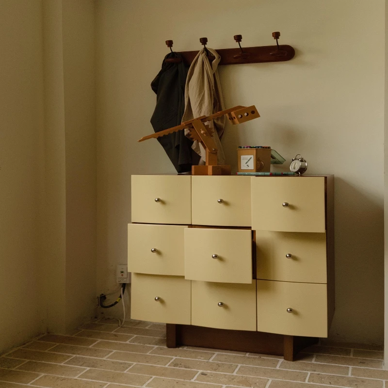 

Solid wood nine-chest cabinet, bedroom locker, minimalist drawer cabinet