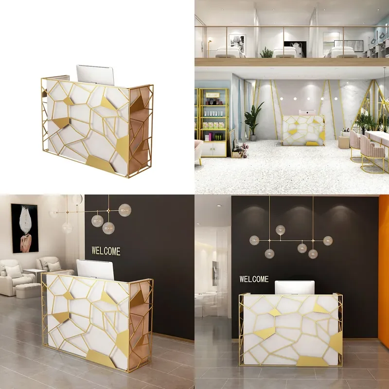Nordic Small Reception Desk for Beauty Salon Barber Shop Creative Checkout Counter Paint Bar Table