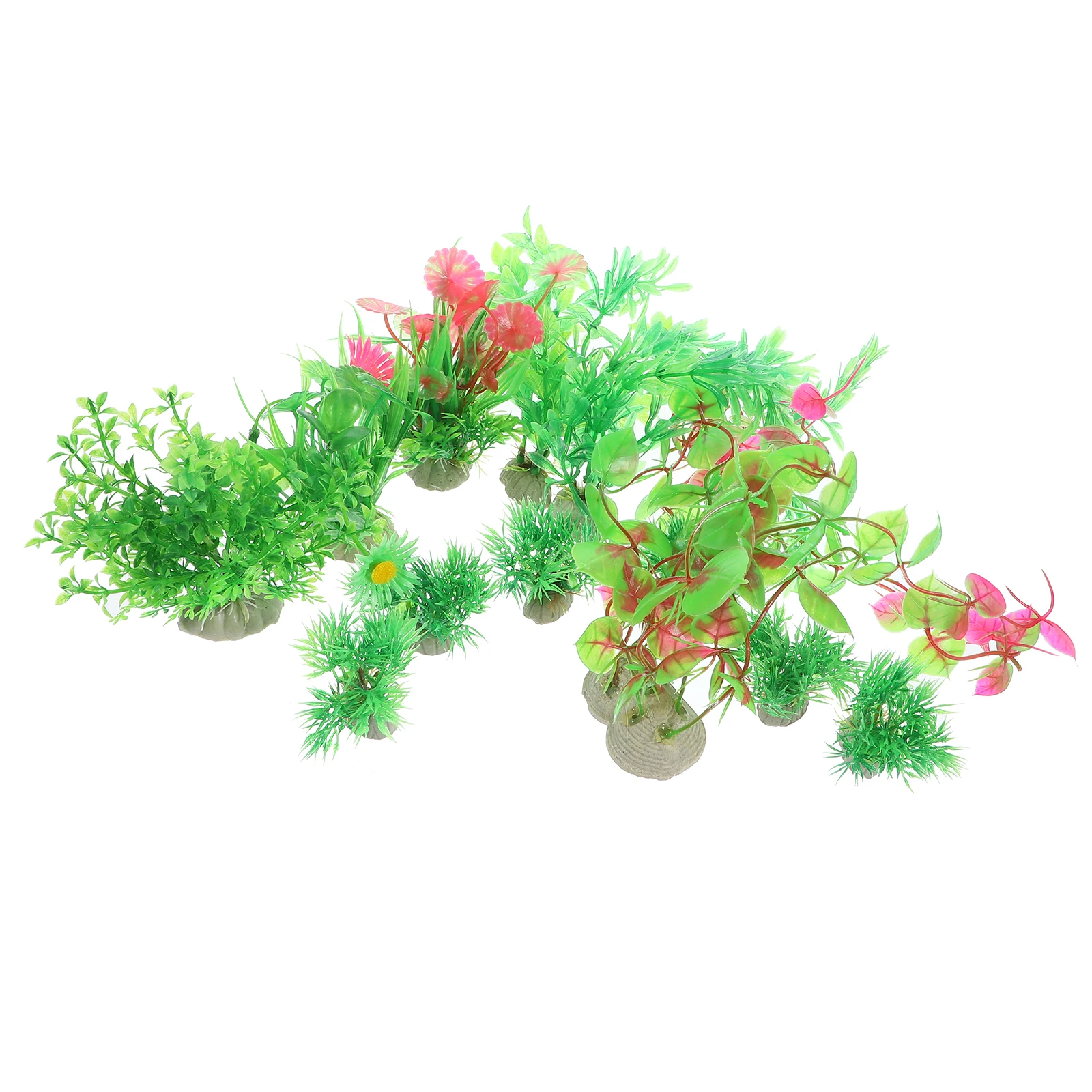 

12Pcs Artificial Fish Tank Plants Aquarium Decoration Stable Weighted Base Plastic Aquatic Plants Realistic Small Aquarium Decor