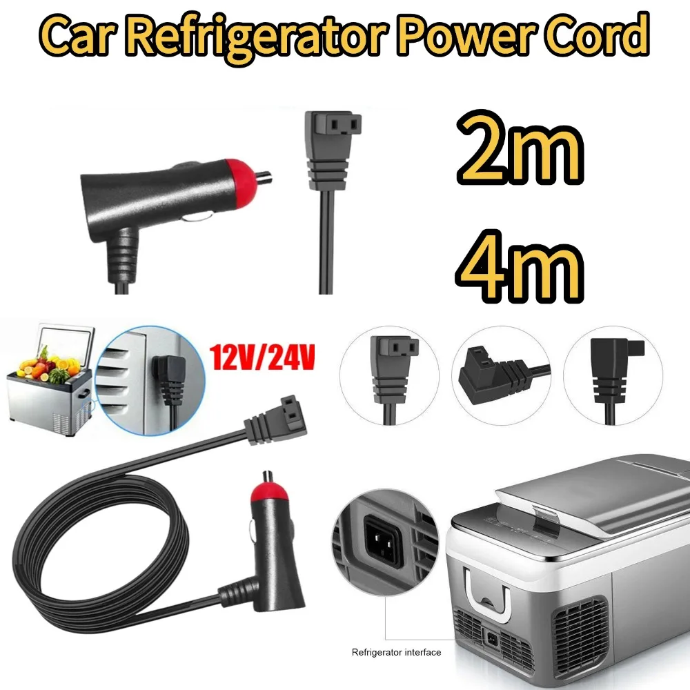 Car Fridge Cable 12V 24V Refrigerator Power Cord 2/4m 2 Pin Cigarette Lighter Charging Line Electronics Automotive Accessories