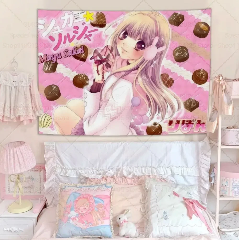 القلب الهزلي القديم فتاة القلب النمط الياباني لطيف معلق القماش طالب عنبر غرفة نوم جو الديكور صورة خلفية جلطة #3