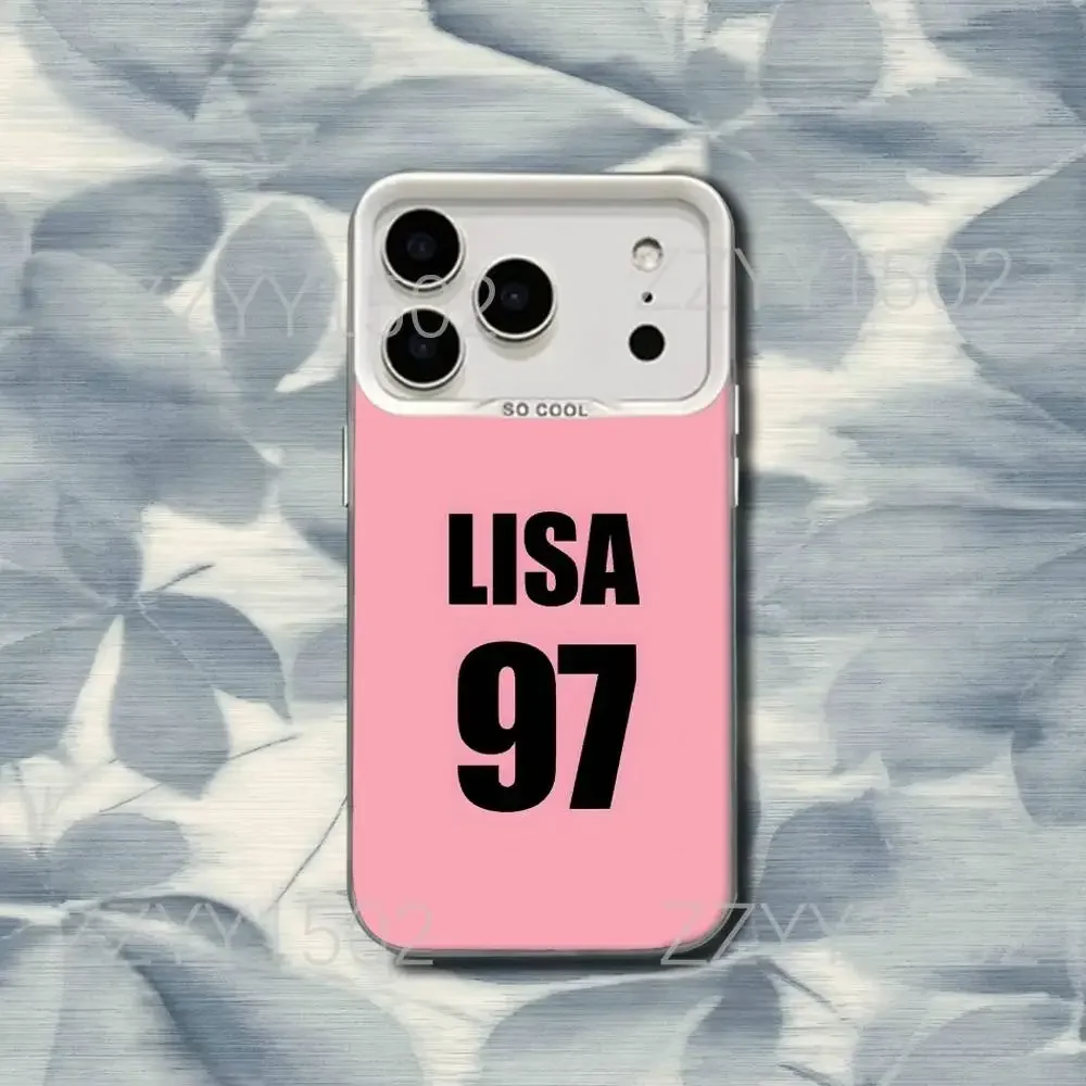 Funda KPOP L-LISA-S-J-JennieS-R-RoseSPhone para iPhone 17,16,15,14,13,12,X,8,Pro,Max,Plus,SE4,Air,Mini número blanco IMD HD mate