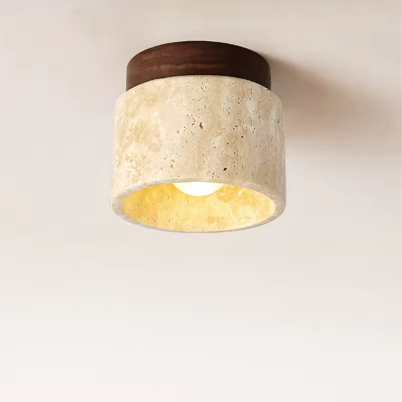 מנורת תקרה Wabi-sabi רטרו צהוב אבן מערה עתיקה קרם רוח למסדרון מרפסת מסדרון אורות קטנים
