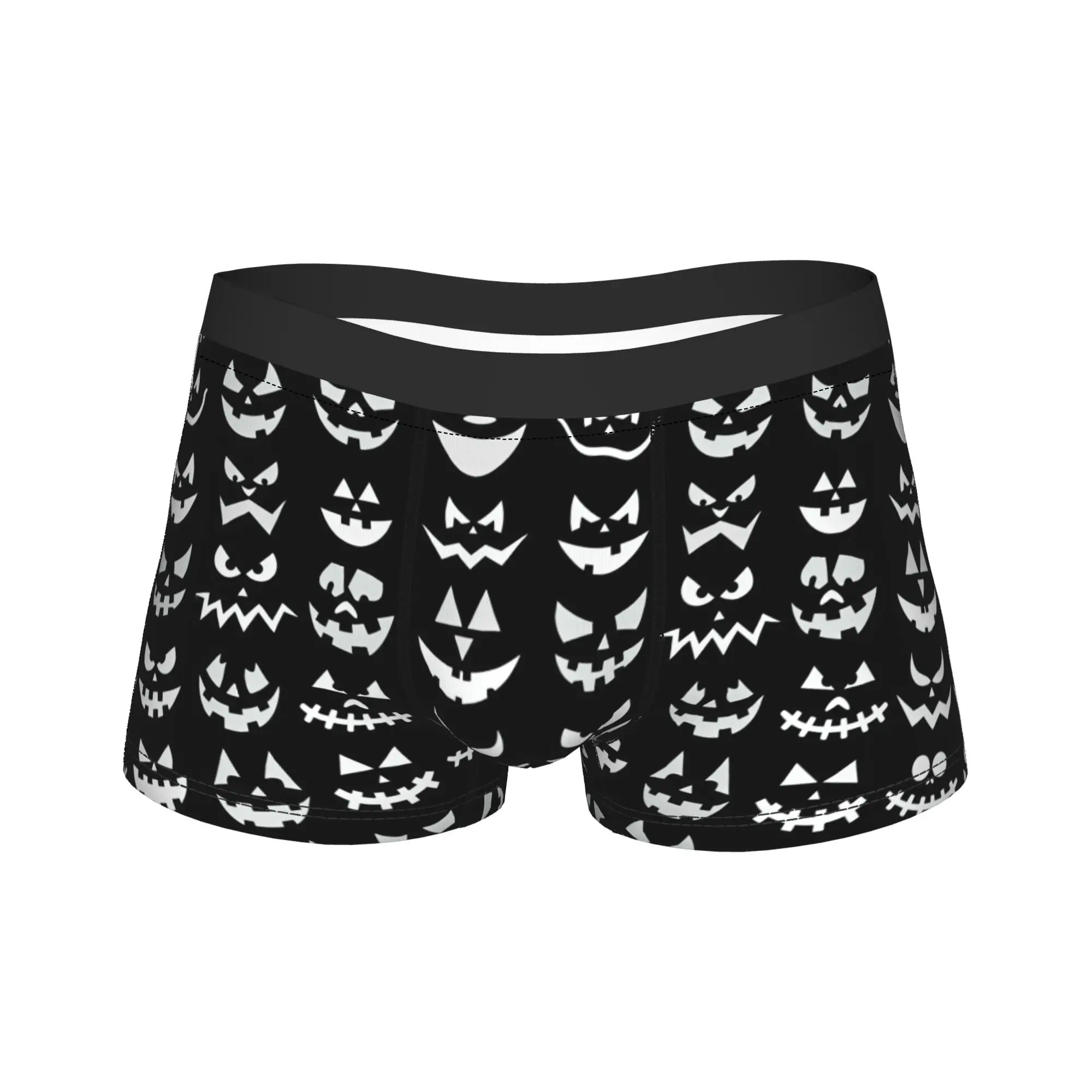 Jack O Lantern Face Silhouette Collection Pattern Underwear  Men Shorts Briefs Soft Trend Boxer Shorts Quality Plus Size Panties