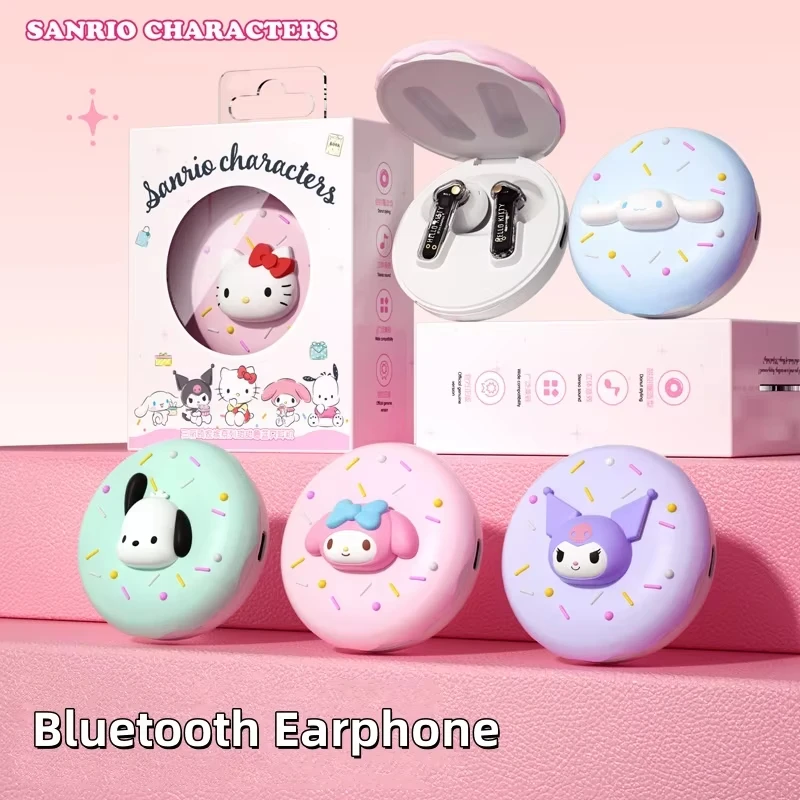 

Наушники Hello Kitty Sanrio Kuromi Melody Bluetooth, беспроводные наушники с дисплеем мощности, низкий уровень шума для девочек, подарок на день рождения Cinnamoroll