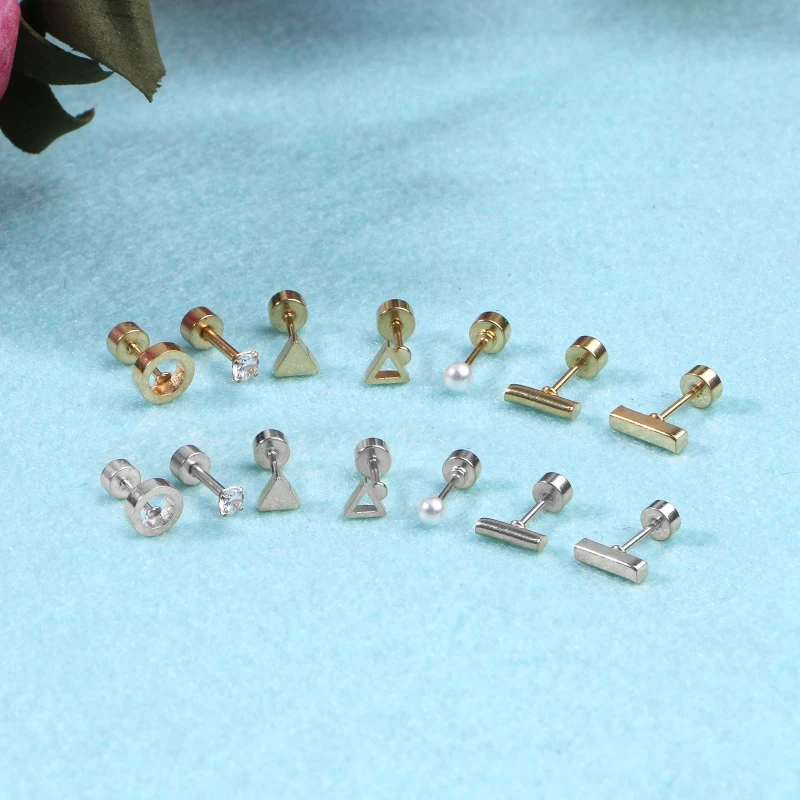 18 Pairs Cartilage Earrings Stainless Steel Earrings Star Moon Heart Flatback Earrings Dropship