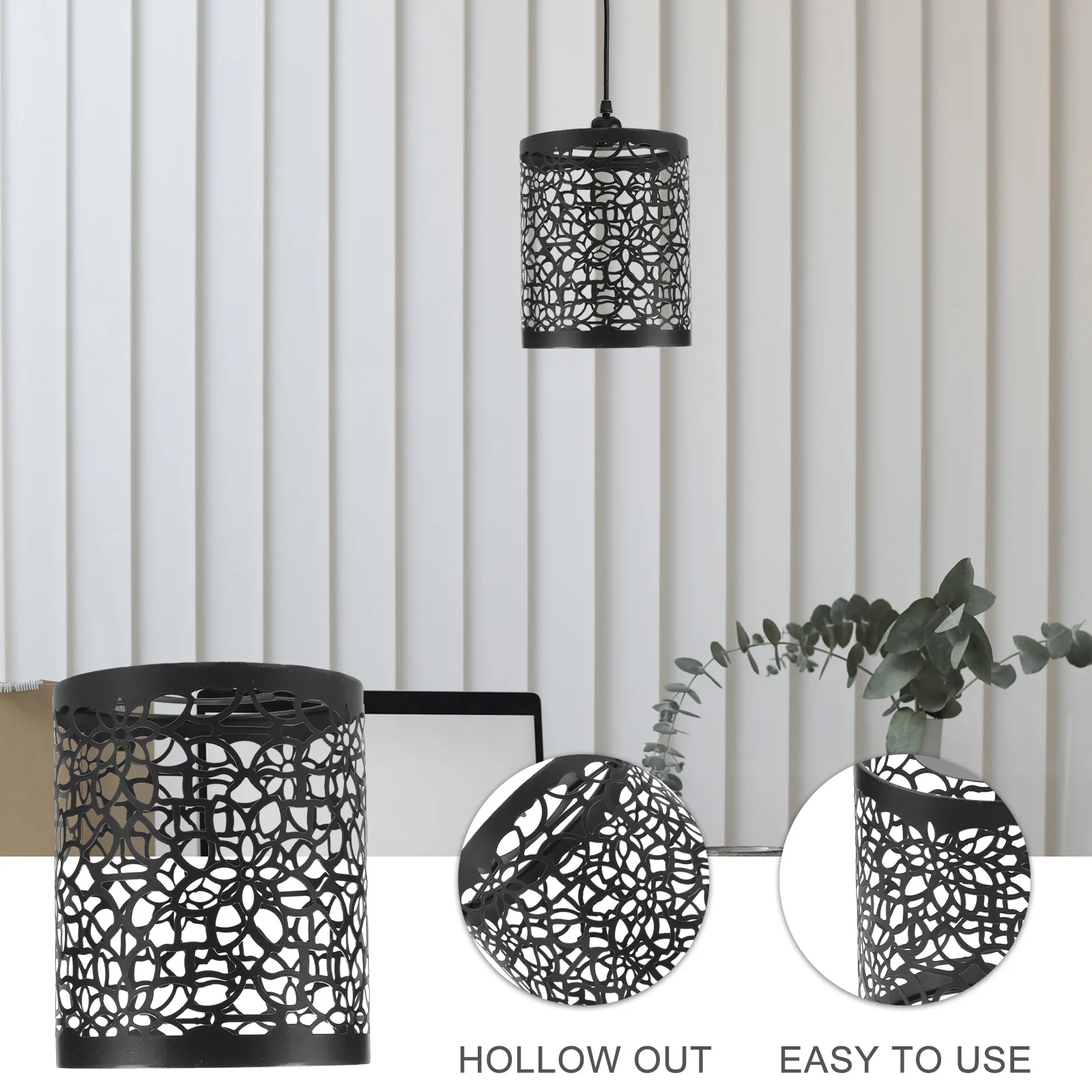 

Metal Lamp Shade Cylindrical Hollow-Out Flower Carving Pendant Light Cover for Office Hallway Kitchen Industrial Style Lighting
