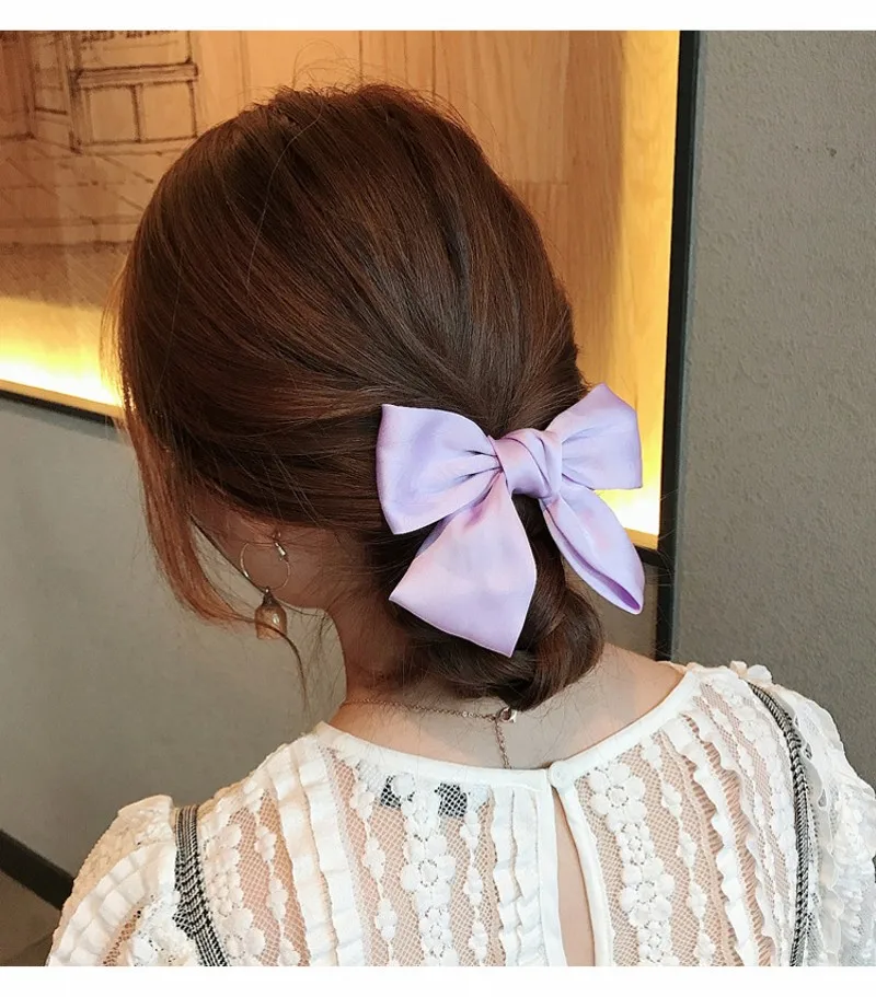 Women Chiffon Big Bowknot Hair Clips Ribbon Hairpins Scrunchies Barrettes Bows Headband Hairclip Girls Hair Accessories