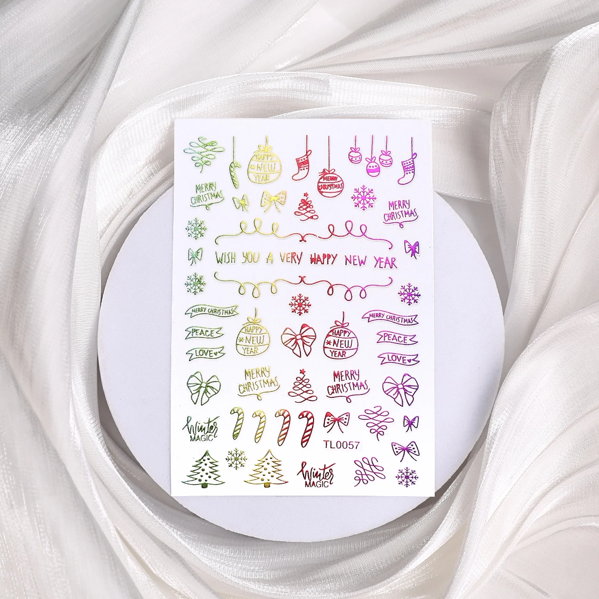 

5Pc 3D Christmas Gold/Laser Red Snowflakes Nail Art Stickers Santa Claus/Elk/Snowman Slider Winter Xmas/New Year Manicure Decals