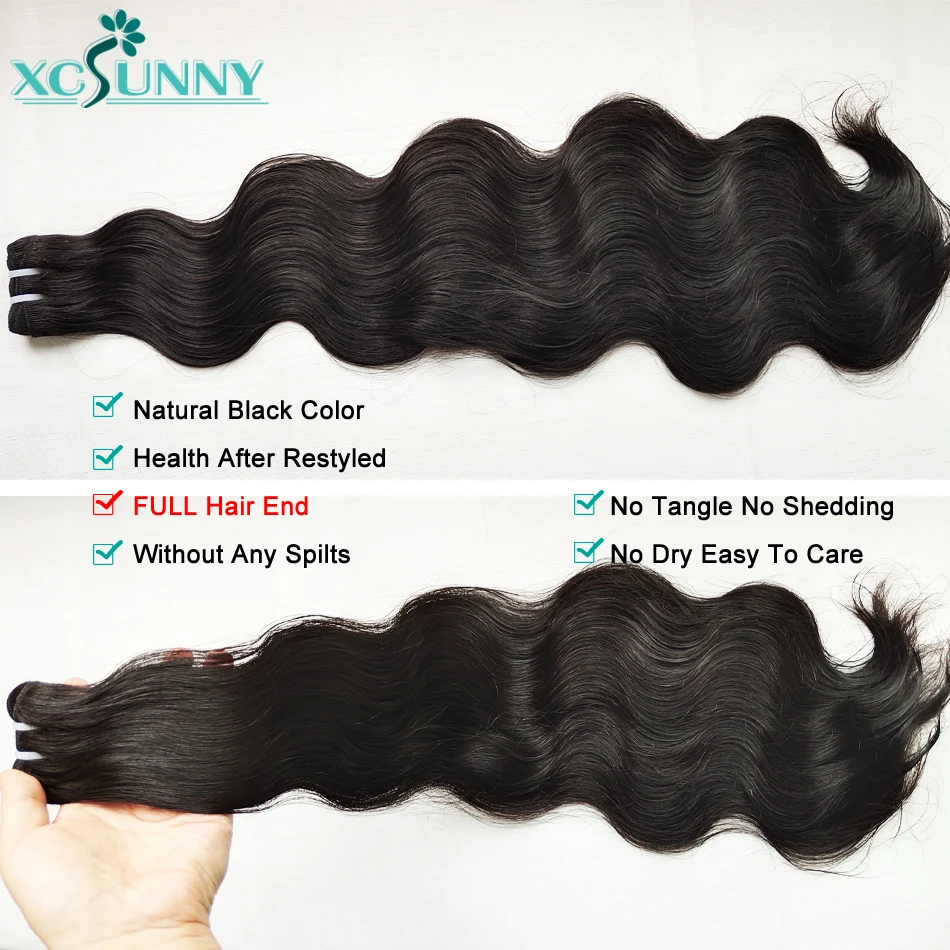 Body Wave Bundles Human Hair Double Drawn Full End Burmese Human Hair Extensions For Women Body Wave Hair Bundles xcsunny