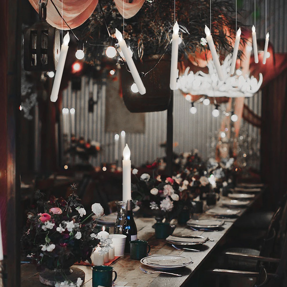 6 قطعة شموع إلكترونية Led أضواء مستدقة عديمة اللهب تعمل ديكور حرق طويل لإضاءة حفلات الزفاف والعطلات #3