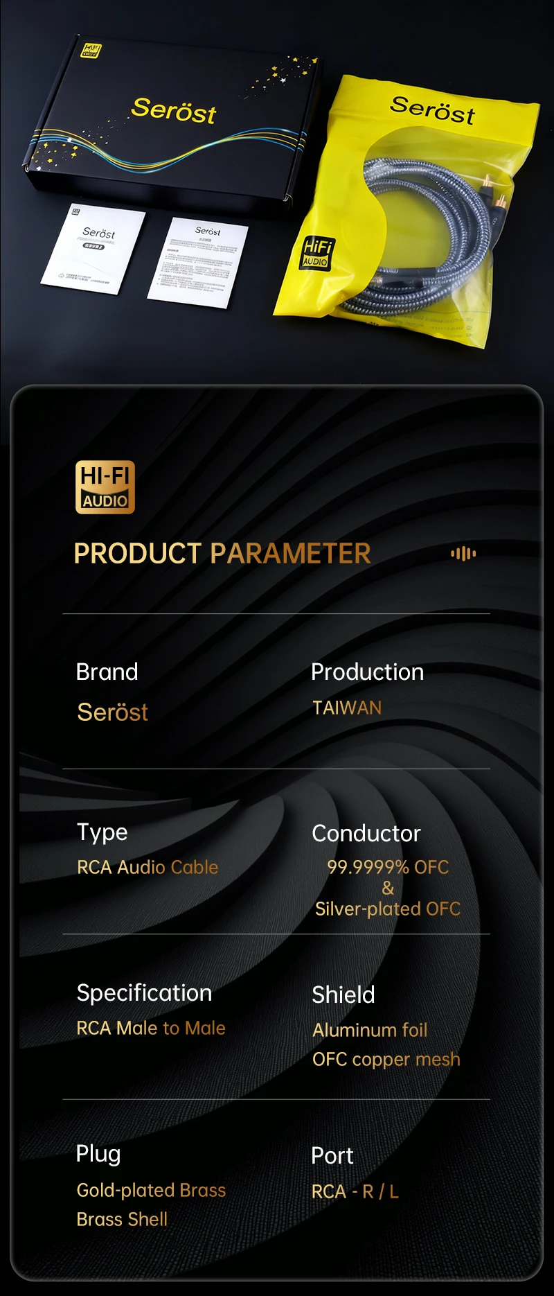 Serost StarPro HIFI OFC Versilbertes RCA-Signalkabel für CD, Heimkino, DSP, DAC, Verstärker, Auto-Audio, Kopfhörer, RCA-Kabel – Detail 10