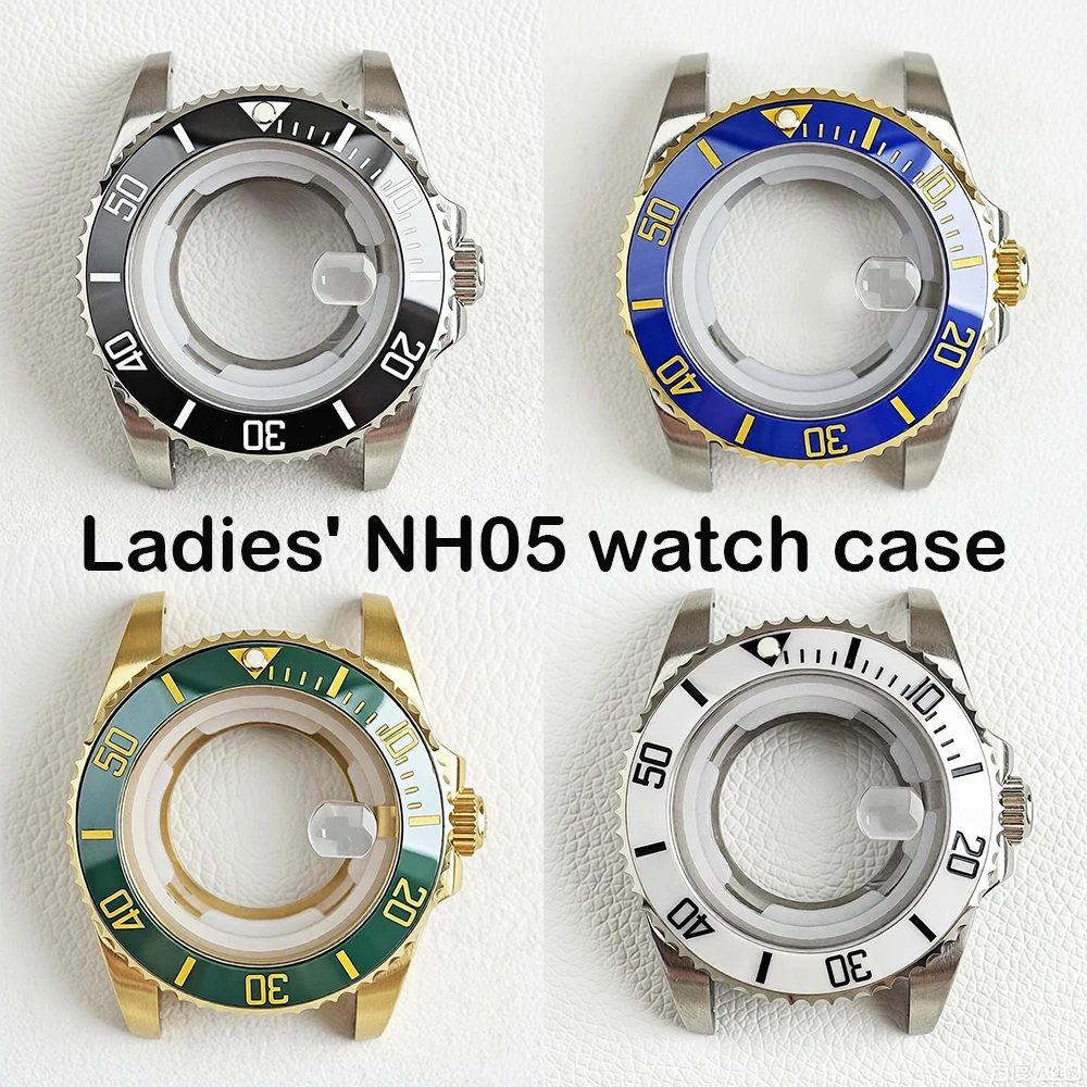 Damen NH05 Gehäuse 34mm Gehäuse Passend für 24,5mm Zifferblatt Edelstahl Damen Automatikuhr Zubehör Saphirglas