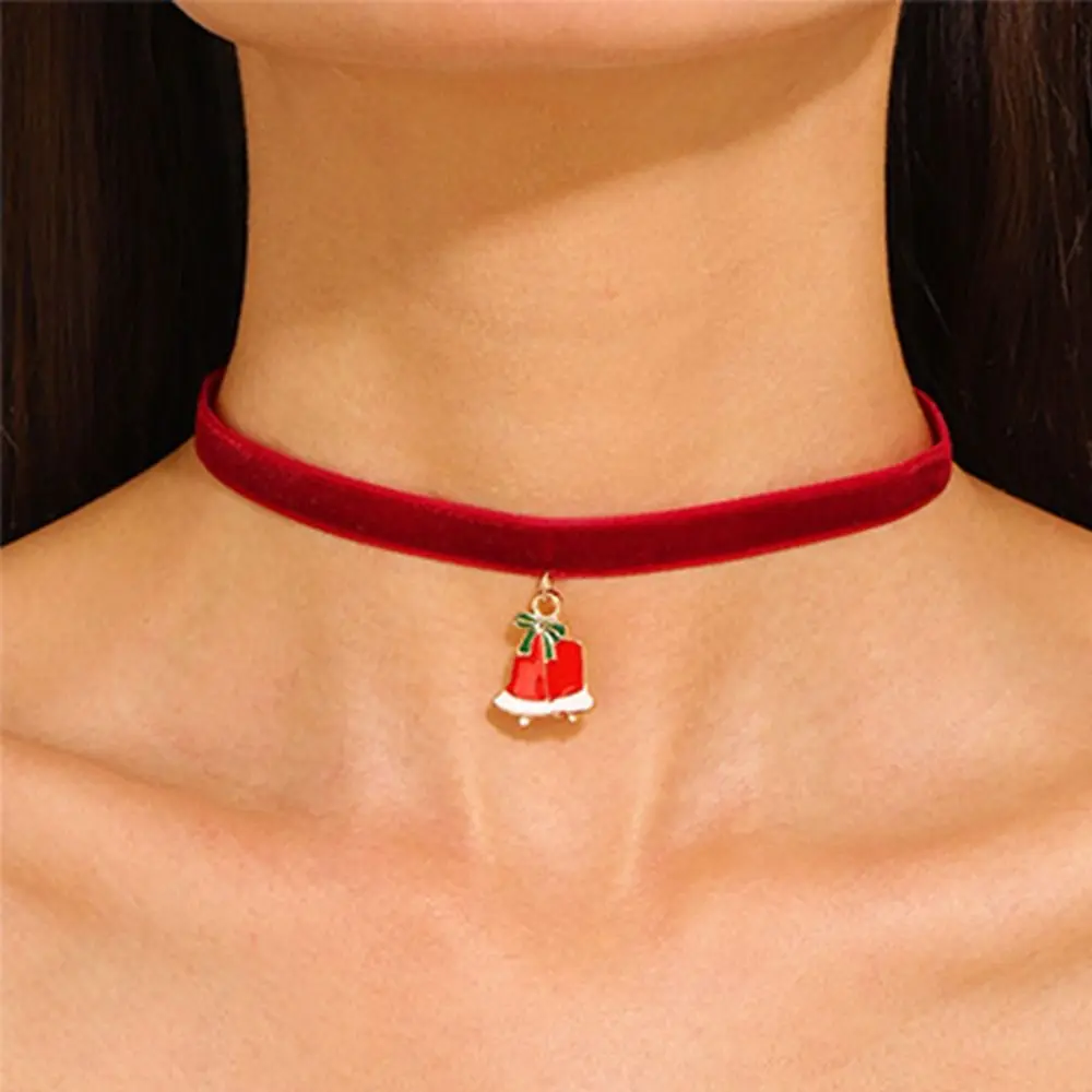 Clavicle CHAINคริสต์มาสChoker Santa Christmas Treeกํามะหยี่สร้อยคอGingerbread Manการ์ตูนการ์ตูนจี้Choker