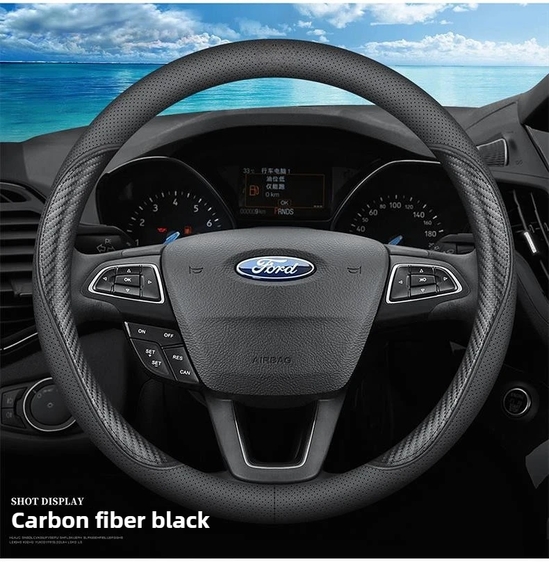Leather Car Steering Wheel Cover for Ford Focus ST Line X MK2 MK3 MK4 Maverick Kuga Equator Escape Everest Taurus Accessories