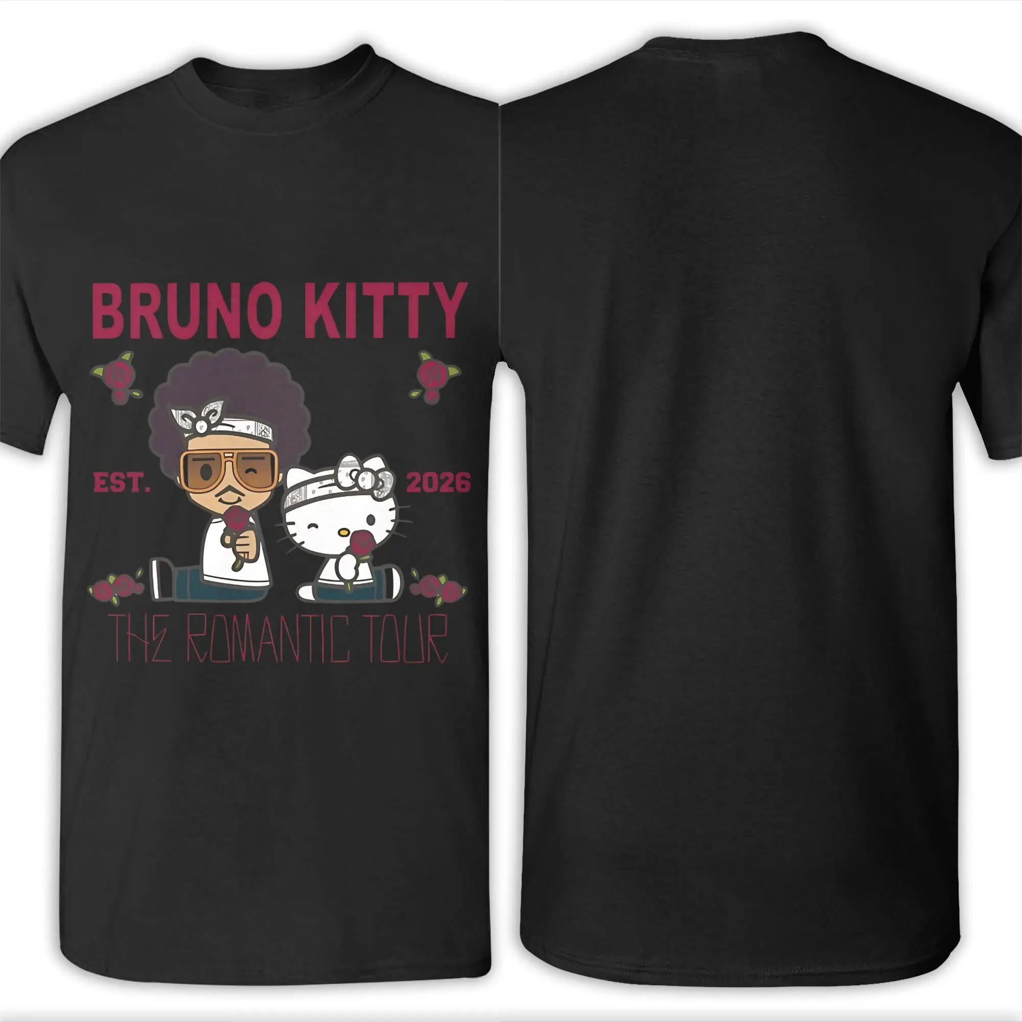 Bruno Kitty The Romantic Tour 2026 Mashup Lustiges Grafik-T-Shirt aus 100 % Baumwolle Bruno Mars T-Shirts Tops für Männer – Detail 6