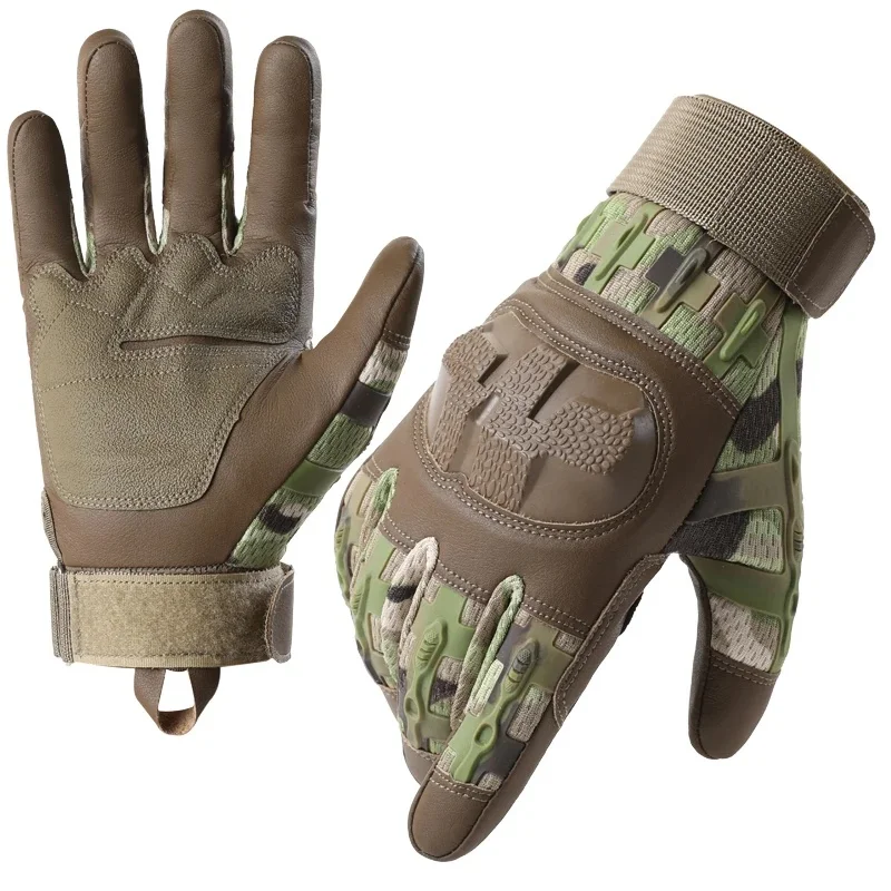 CHRLCK Men's Protective Knuckle Cycling Tactics Gloves Wear-resistant Motorcycle Gloves Anti-Scratch Riding Training Gloves