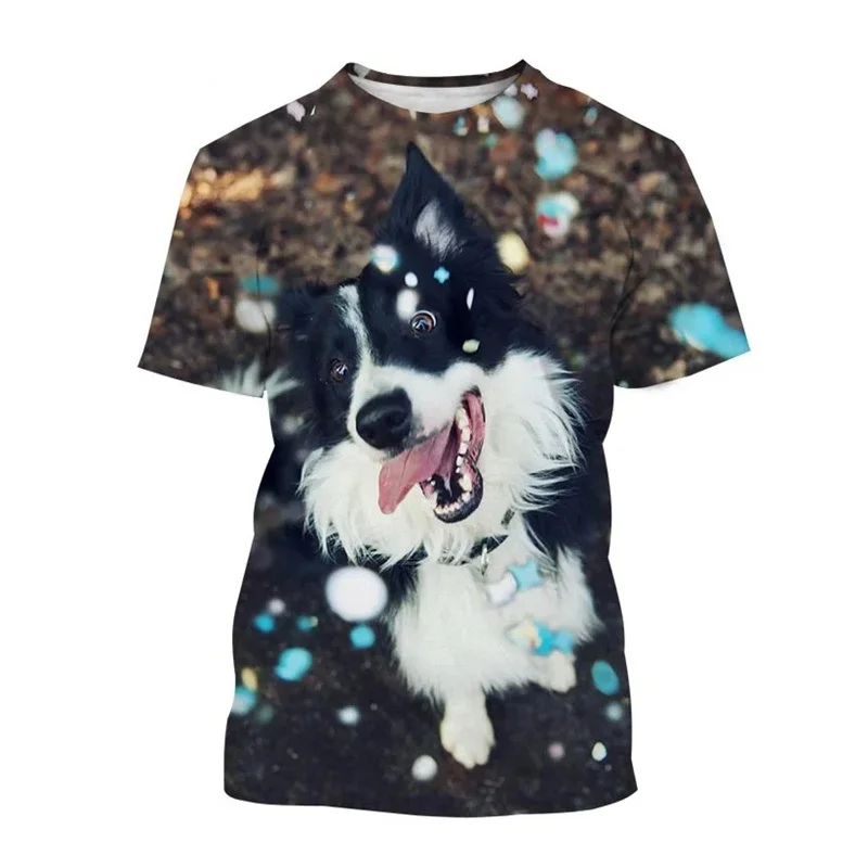 New Popular Border Collie 3D Printed T-shirt Fashion Cute Dog  Animal Unisex Children Round Neck Casual Short Sleeve Tees