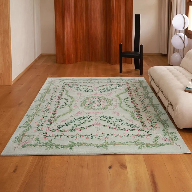 Carpet for Living Room Soft Fluffy Comfortable Foot Mat Bedroom Rug French Style Green Floral Rugs Large Size Home Decor Ковер