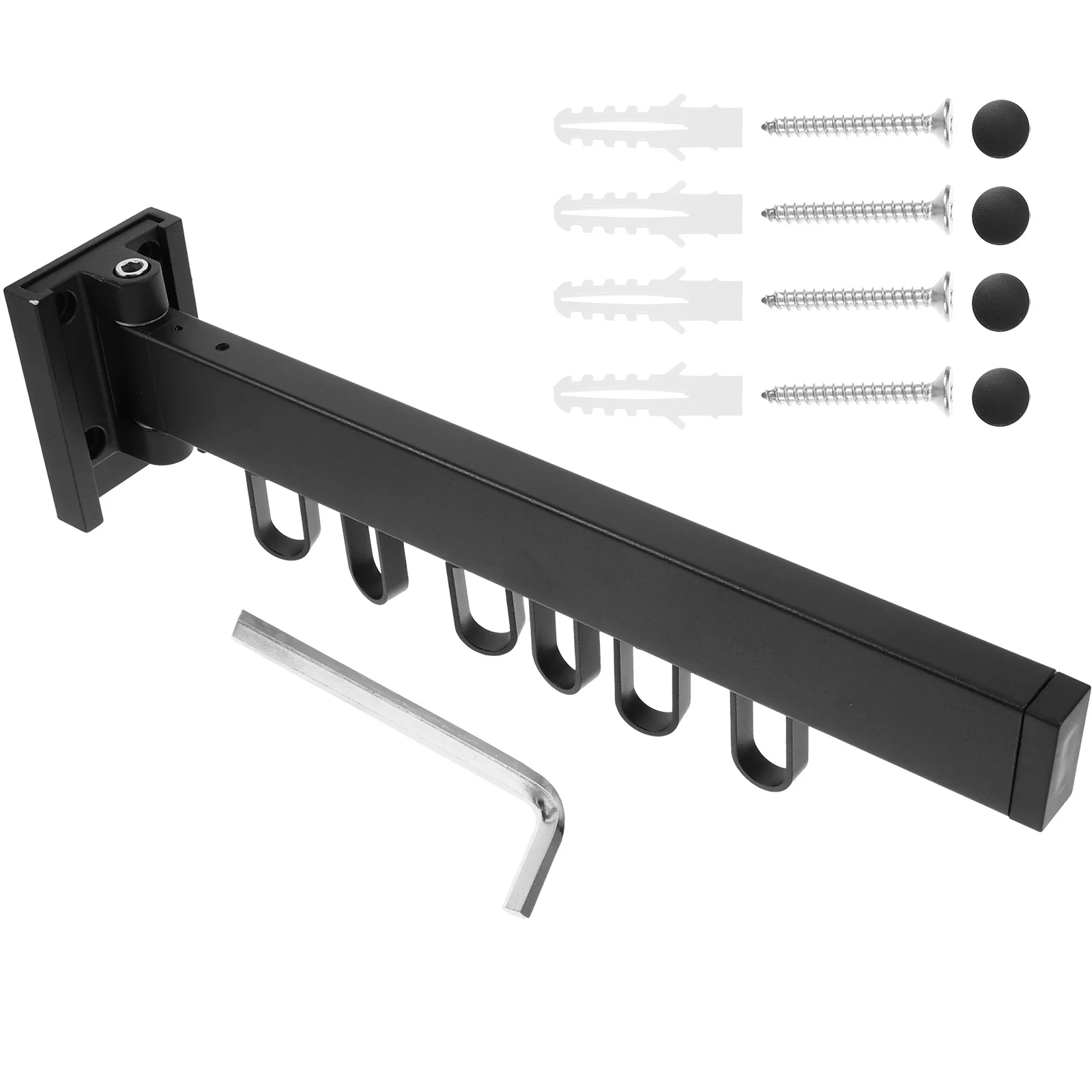 

Folding Drying Mounted Aluminum Alloy Clothes Rod Hanger Holder Bedroom Bathroom Closet Laundry Room Use 5 Round Holes