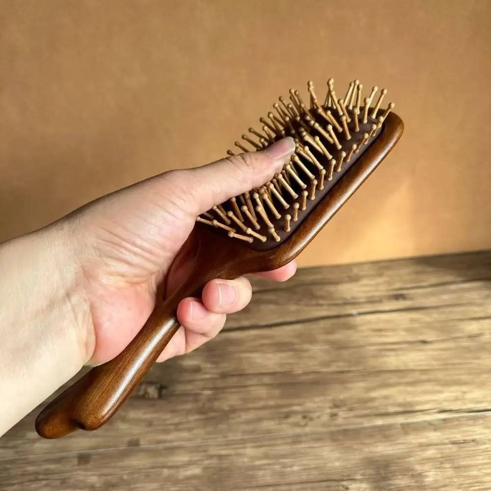 

Портативная расческа для волос из сандалового дерева, антистатическая расческа для снятия воздушной подушки, кровообращение головы, подушка безопасности для кожи головы, массажная расческа для вьющихся волос