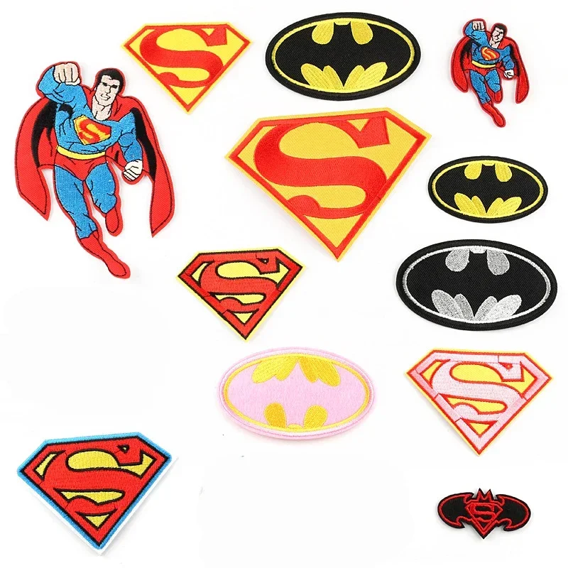 DC Anime Figure Batman Superman Polyester Cloth Sticker Clothing Backpack School Bag Patch Fabric DIY Accessories Children's Toy