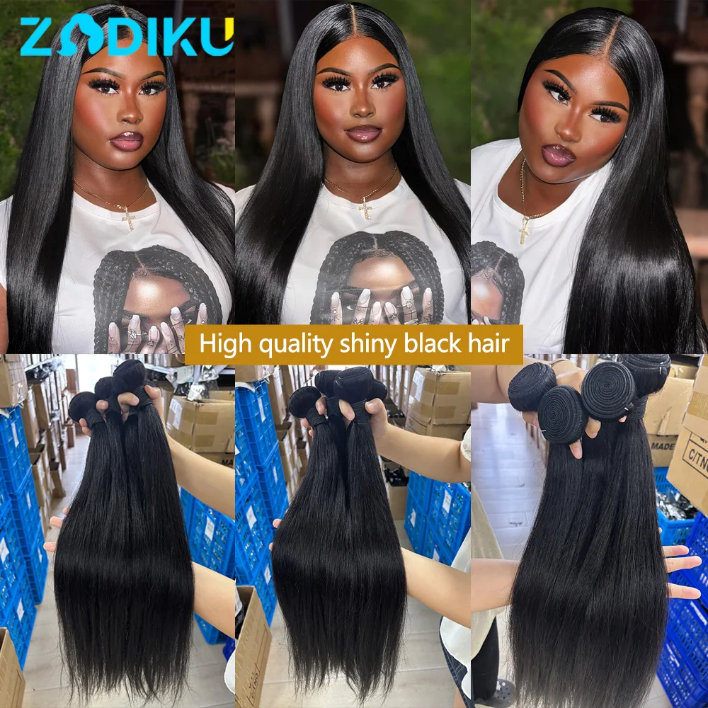 3 قطعة 26 26 26 بوصة حزم من شعر طبيعي مفرود 100% وصلات شعر بشري 12A لحمة مزدوجة عالية الجودة حزم الشعر الخام البرازيلي