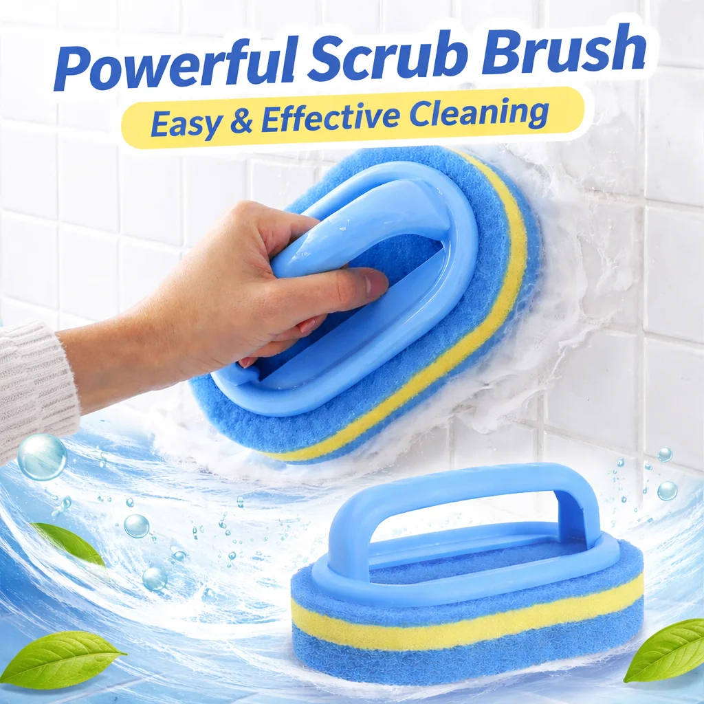 

Многофункциональная губка-щетка для уборки дома с ручкой, аксессуар для чистки кухни и ванной комнаты