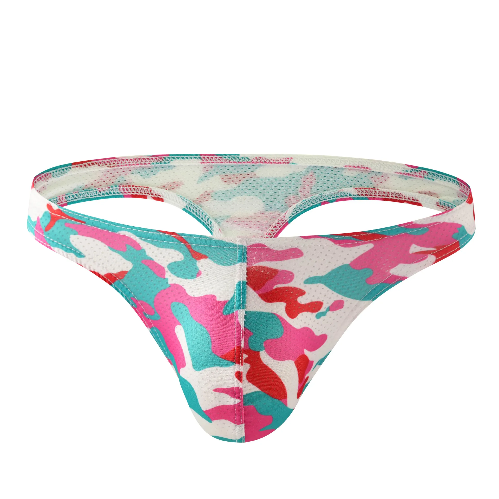 Young Mens Low Rise Underwear Sexy Cartoon Print Camouflage Thong